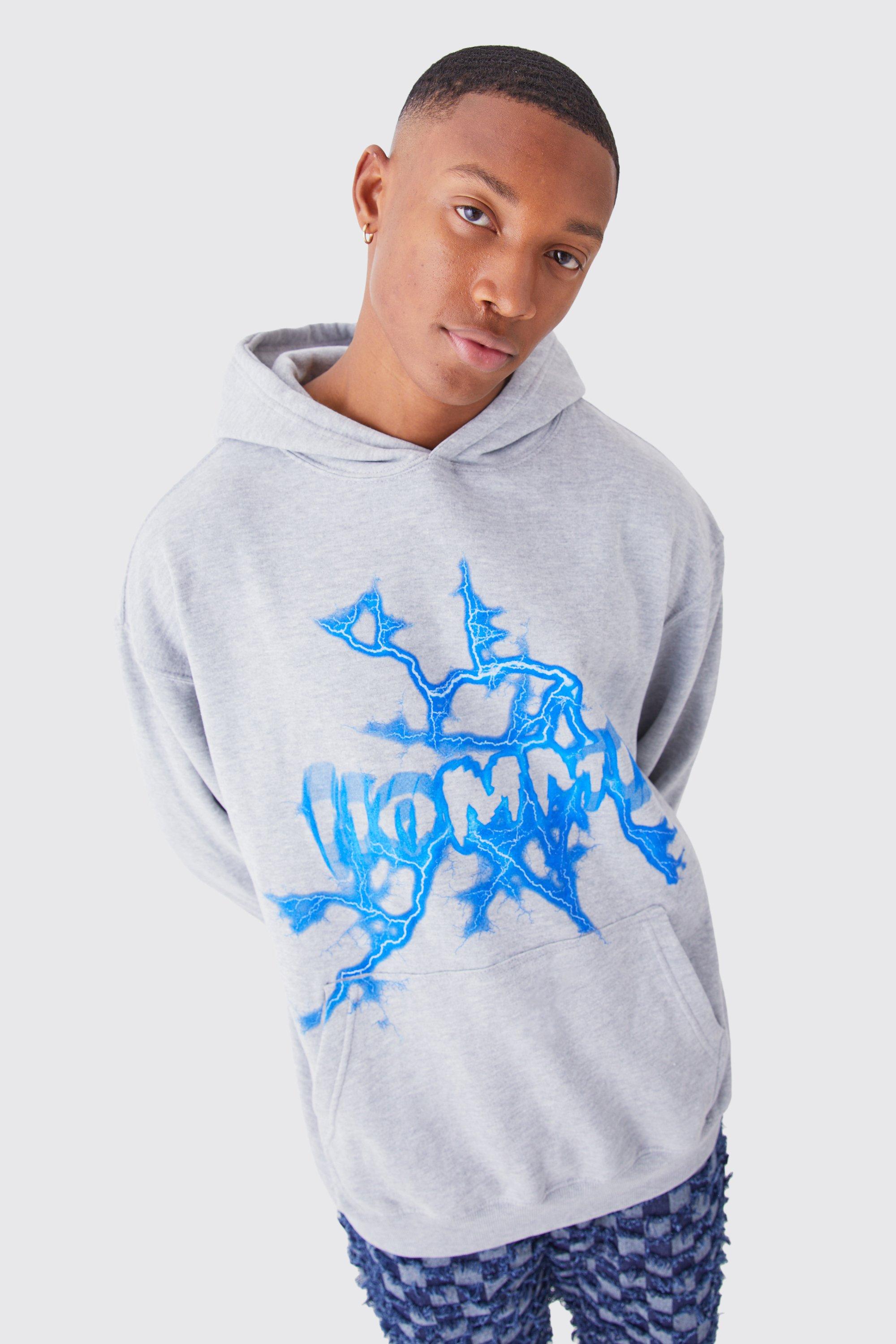 Oversized Homme Lighning Graphic Hoodie boohoo